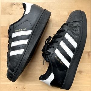 Black Leather Youth Adidas SUPERSTAR